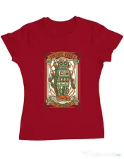 Tricou ADLER dama Vintage Robot Rosu