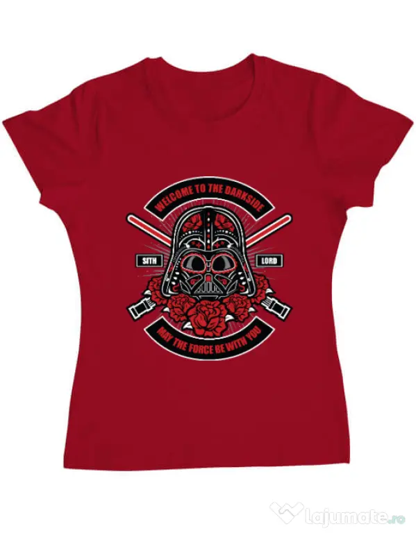 Tricou ADLER dama Darth Vader Sugar Skull Rosu