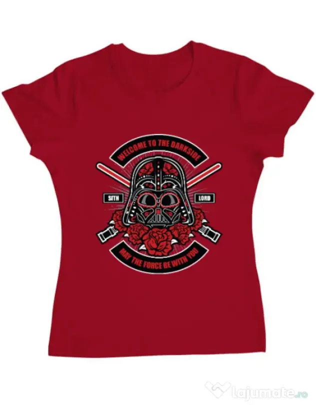 Tricou ADLER dama Darth Vader Sugar Skull Rosu