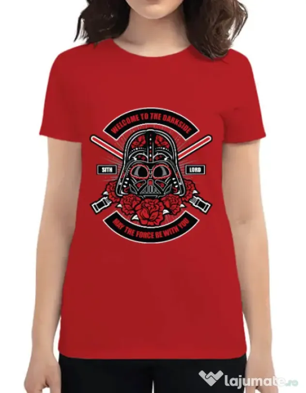 Tricou ADLER dama Darth Vader Sugar Skull Rosu