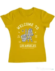 Tricou ADLER dama Welcome To L.A Galben