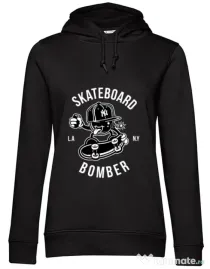 Hoodie dama cu gluga Skateboard Bomber Negru