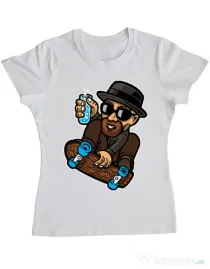 Tricou ADLER dama Chemical board Alb