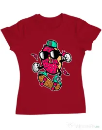 Tricou ADLER dama Donut skater Rosu