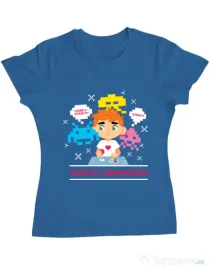 Tricou ADLER dama Space Invader Albastru azuriu
