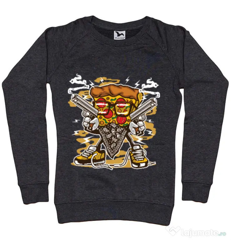 Bluza ADLER dama Pizza Gangster Negru melanj