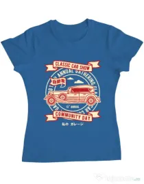 Tricou ADLER dama Classic Car Show Albastru azuriu
