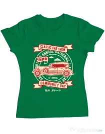 Tricou ADLER dama Classic Car Show Verde mediu