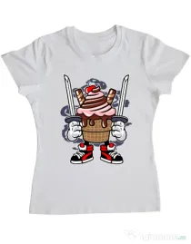 Tricou ADLER dama Ice Cream Ninja Alb