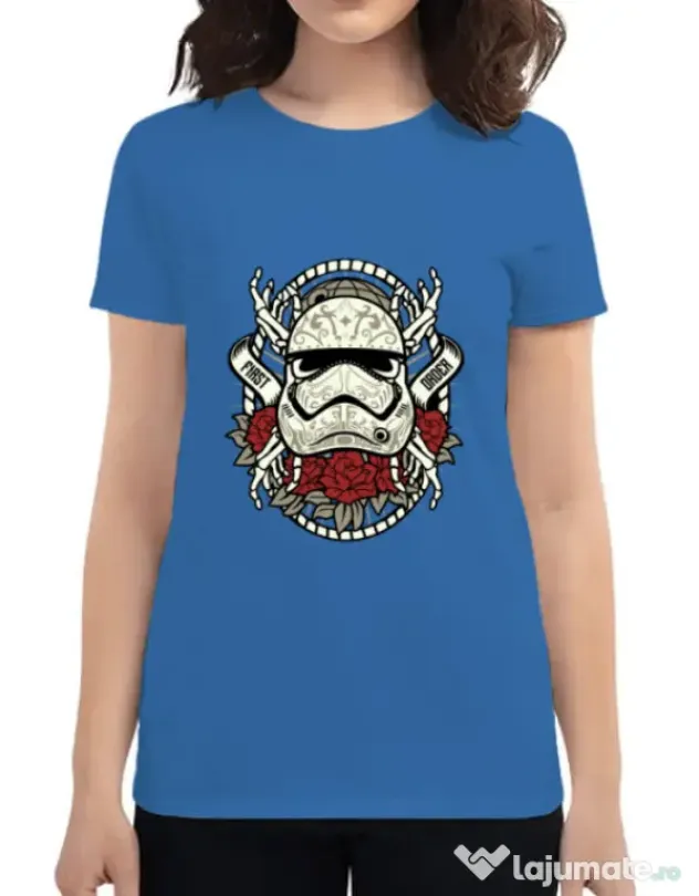 Tricou ADLER dama Sugar Skull Trooper Albastru azuriu