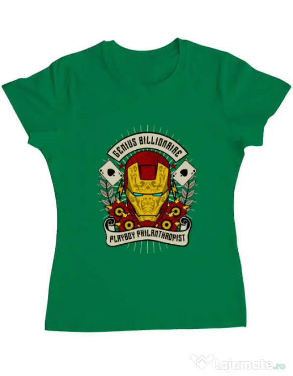 Tricou ADLER dama Genius Billionaire Verde mediu