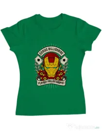 Tricou ADLER dama Genius Billionaire Verde mediu