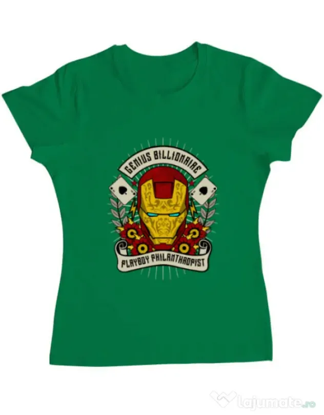 Tricou ADLER dama Genius Billionaire Verde mediu