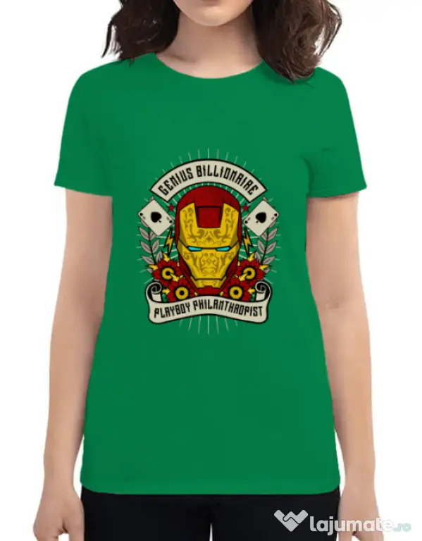 Tricou ADLER dama Genius Billionaire Verde mediu