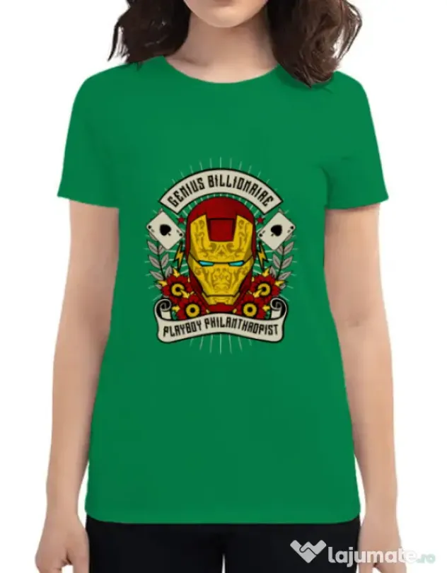 Tricou ADLER dama Genius Billionaire Verde mediu