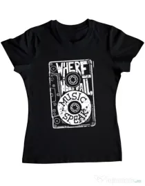 Tricou ADLER dama Where words fail, music speaks Negru