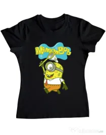 Tricou ADLER dama MinionBob Negru