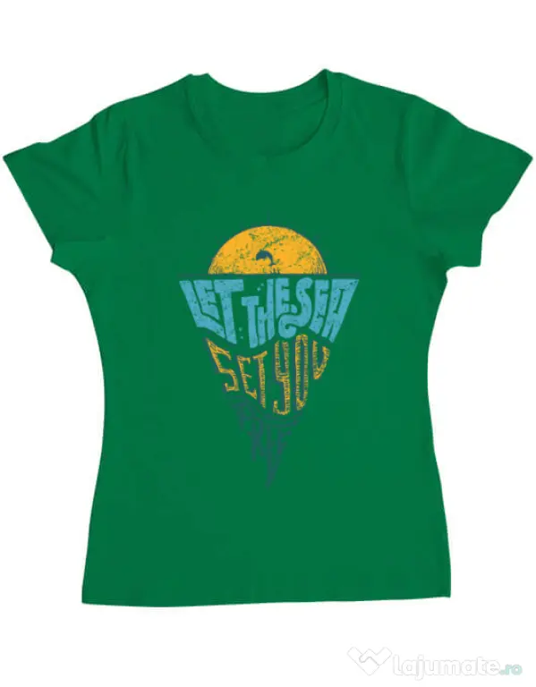 Tricou ADLER dama Let the sea, Set you free Verde mediu