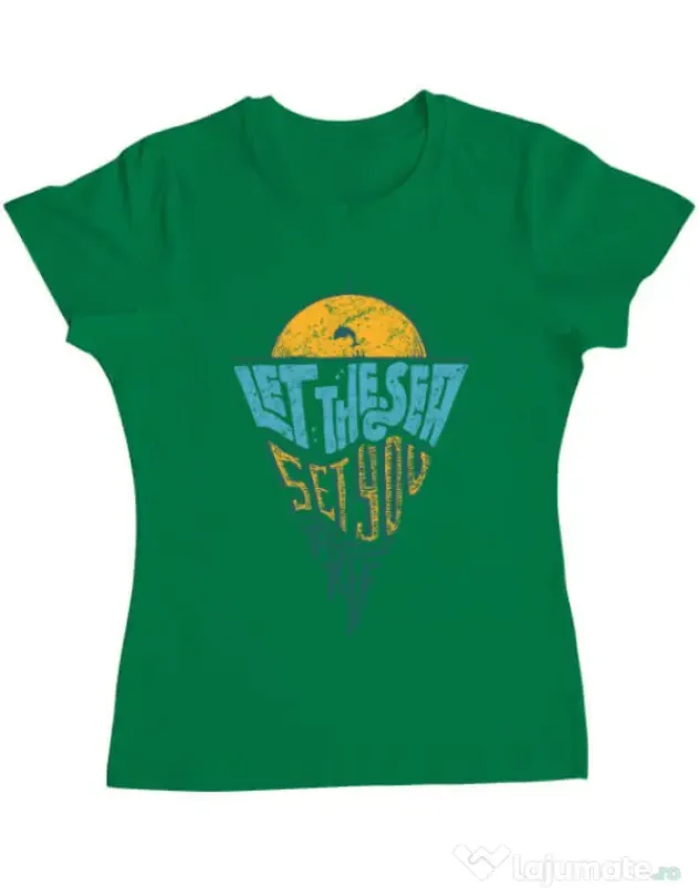 Tricou ADLER dama Let the sea, Set you free Verde mediu