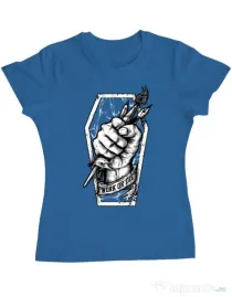 Tricou ADLER dama Work or Die Albastru azuriu