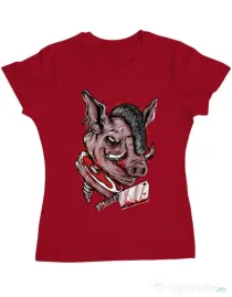 Tricou ADLER dama Pig Saw Rosu