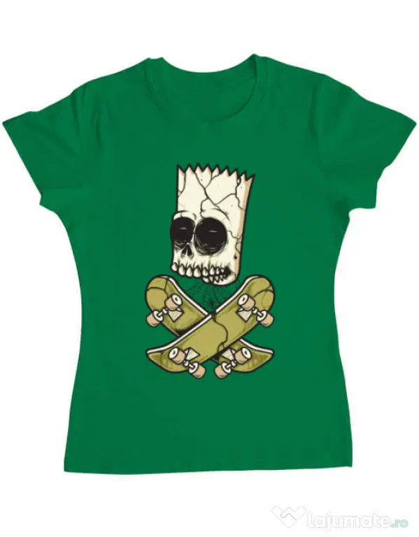 Tricou ADLER dama Death of Skateboarder Verde mediu