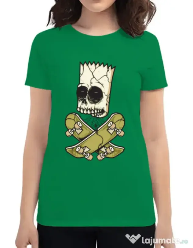 Tricou ADLER dama Death of Skateboarder Verde mediu