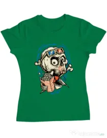 Tricou ADLER dama Skull Movie Verde mediu