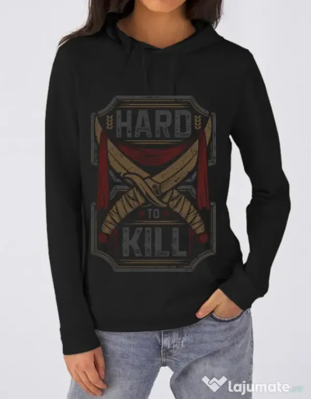 Hoodie dama cu gluga Hard To Kill Negru