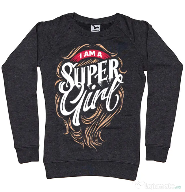 Bluza ADLER dama I am a Super Girl Negru melanj