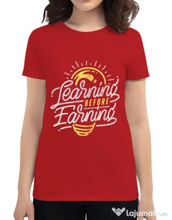 Tricou ADLER dama Learning Before Earning Rosu