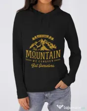 Hoodie dama cu gluga Its not the mountain we conquer Negru 