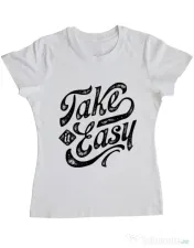 Tricou ADLER dama Take it easy Alb