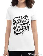 Tricou ADLER dama Take it easy Alb