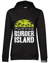 Hoodie dama cu gluga Burger island Negru