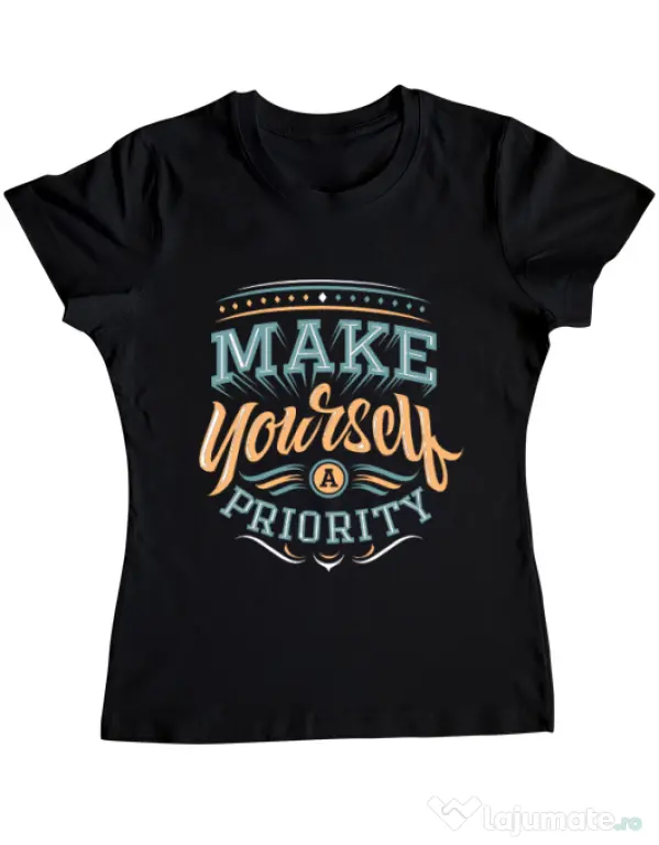 Tricou ADLER dama Make yourself a priority Negru