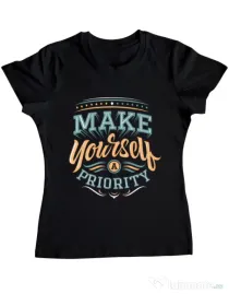 Tricou ADLER dama Make yourself a priority Negru