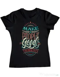 Tricou ADLER dama Make people feel good Negru