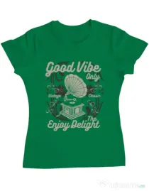 Tricou ADLER dama Good Vibe Only Verde mediu