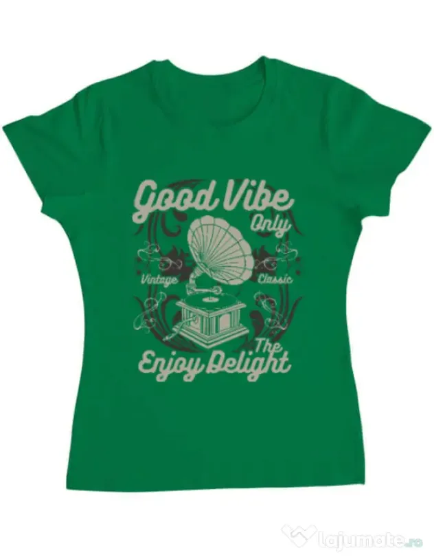 Tricou ADLER dama Good Vibe Only Verde mediu