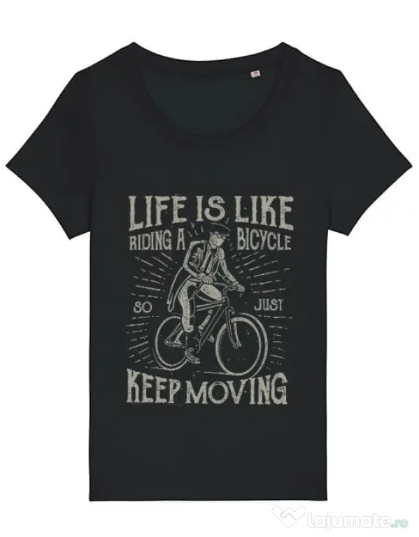 Tricou STANLEY STELLA dama Life Is Like Riding A Bicycle Negru