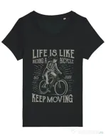 Tricou STANLEY STELLA dama Life Is Like Riding A Bicycle Negru