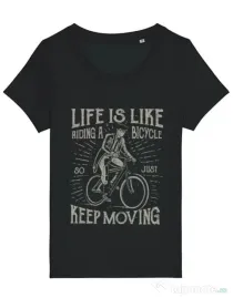 Tricou STANLEY STELLA dama Life Is Like Riding A Bicycle Negru