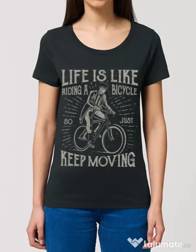 Tricou STANLEY STELLA dama Life Is Like Riding A Bicycle Negru