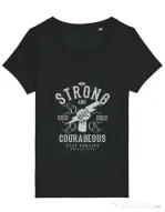 Tricou STANLEY STELLA dama Be Strong and Courageous Negru