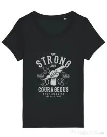 Tricou STANLEY STELLA dama Be Strong and Courageous Negru
