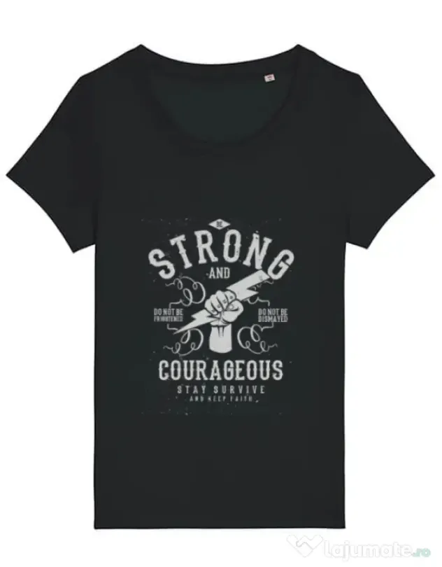 Tricou STANLEY STELLA dama Be Strong and Courageous Negru