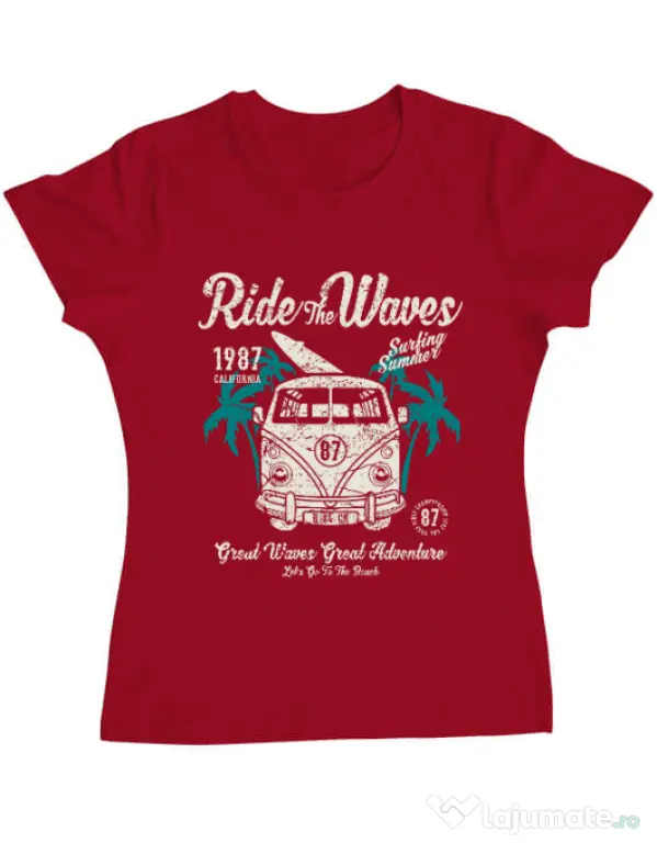 Tricou ADLER dama Ride The Waves Rosu