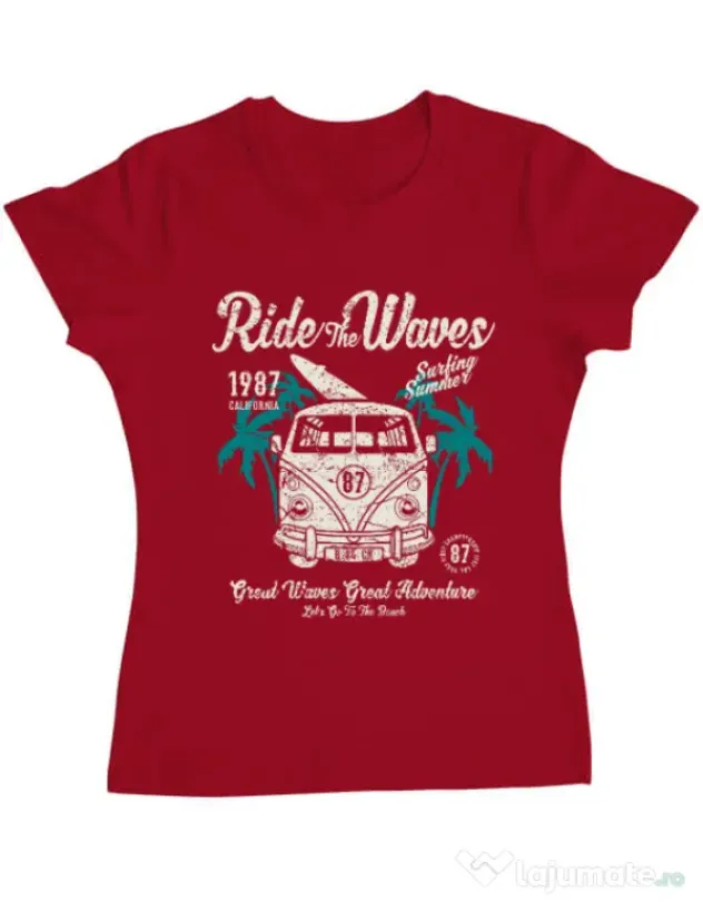Tricou ADLER dama Ride The Waves Rosu