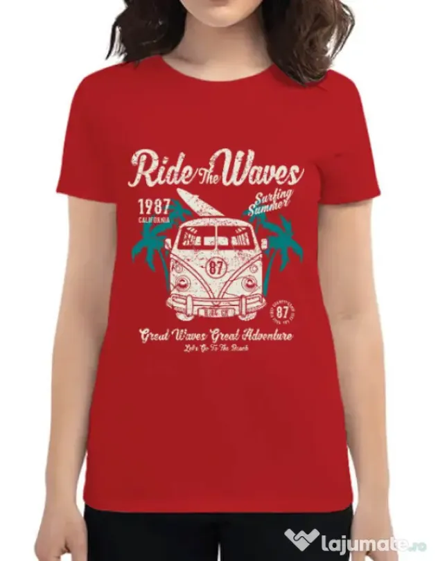 Tricou ADLER dama Ride The Waves Rosu